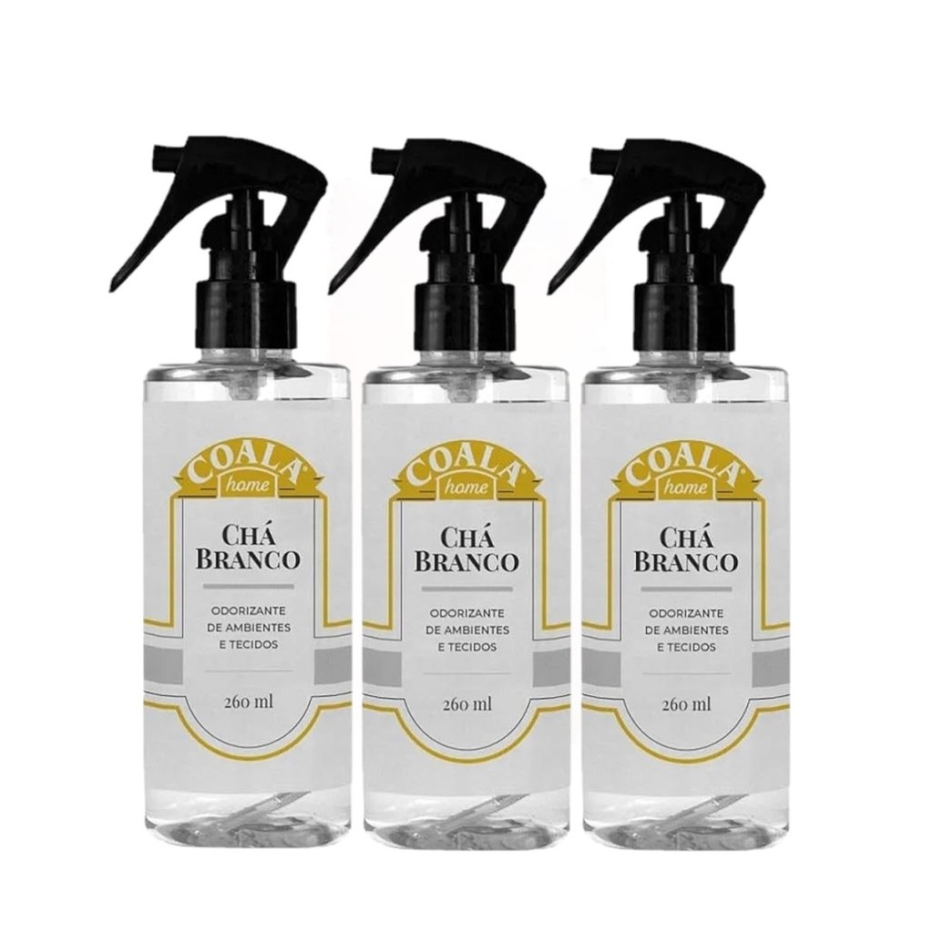 KIT C/3 SPRAY ODORIZANTE DE AMBIENTES COALA CHÁ BRANCO 260ML em Oferta na Shopee