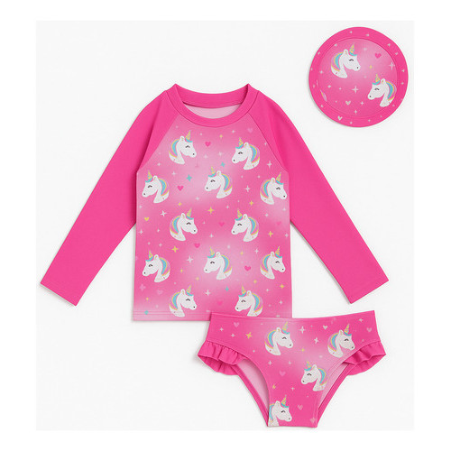 Conjunto Infantil Feminino Camiseta Biquini Proteção Uv
