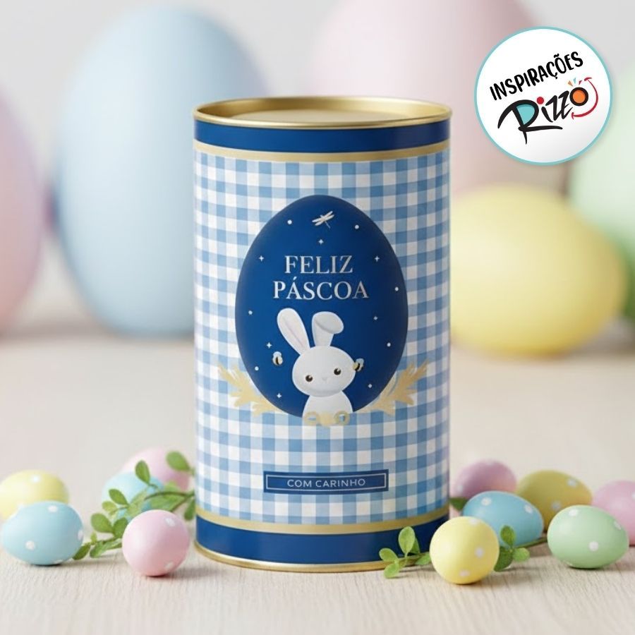 Lata Rigida para Ovos de 500g - Contos De Páscoa - Azul - 12,5x22cm - 1 unidade - Cromus - Rizzo em Oferta na Shopee