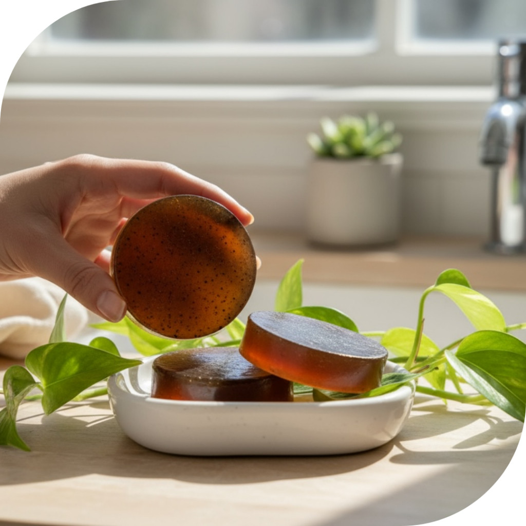 Kit 3 Sabonetes de Gerânio com Cúrcuma | Fitoterápico e Artesanais