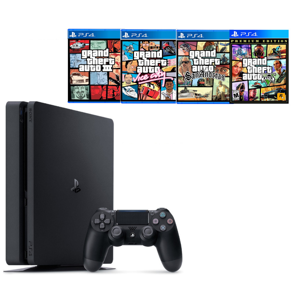 Sony Playstation 4 500gb Ps4 Slim + GTA III + GTA VICE CITY + GTA SAN ANDREAS + GTA V