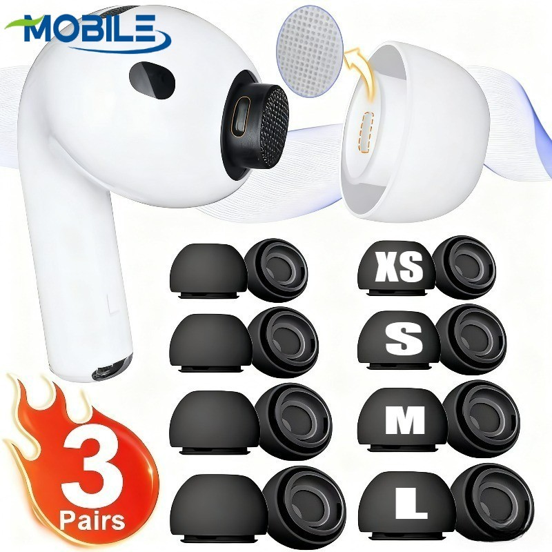 Para Pontas De Reposição AirPods Pro 3 Com Vedação Cancelamento De Ruído , Silicone Macio 4 Tamanhos XS/S/M/L , Durável