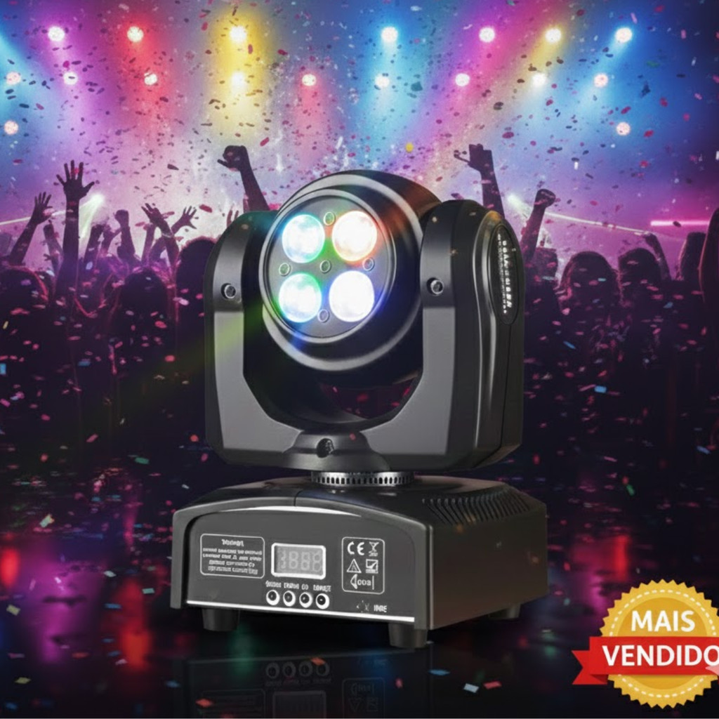 Canhão de Luz Moving Head LED 4x10W RGBW Profissional DMX512 Pan 540° Tilt Infinito Efeito Automático Som Para Festa DJ