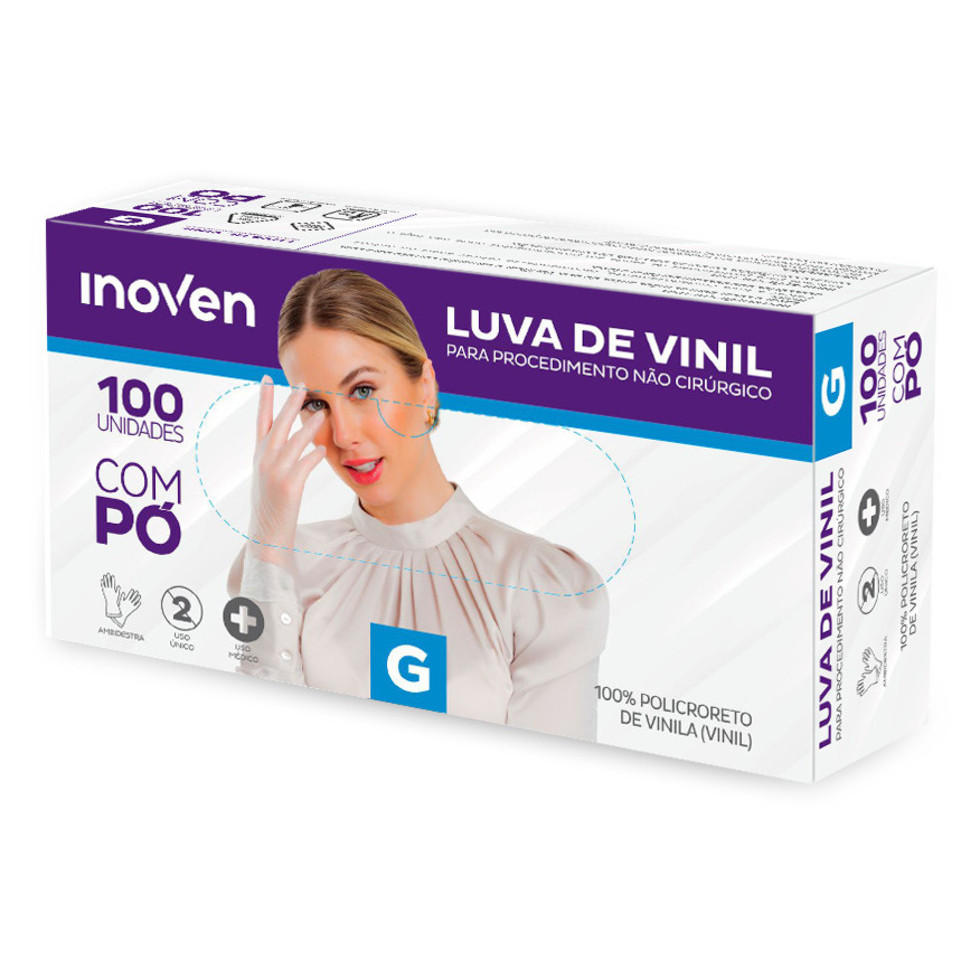 100 Luva de Vinil com Pó 'G' Inoven
