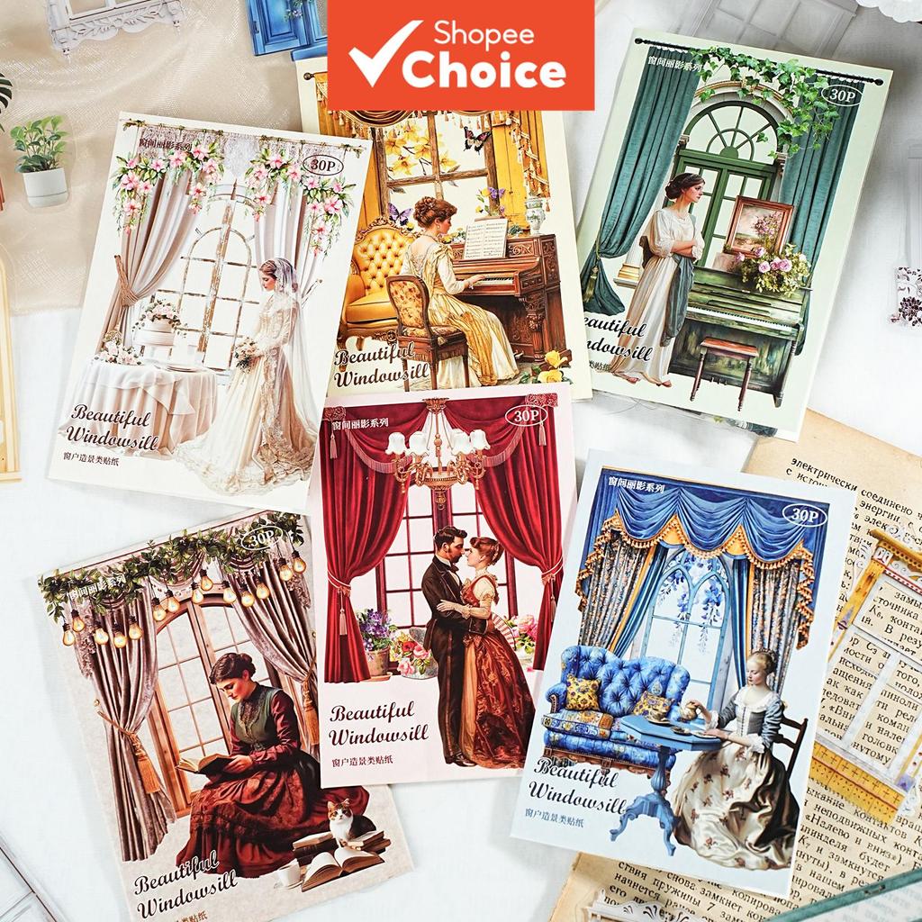 Adesivos De Janela Retrô Estéticos Fofos À Prova D'água Telefone 30 Peças PET Para Diário De Scrapbook