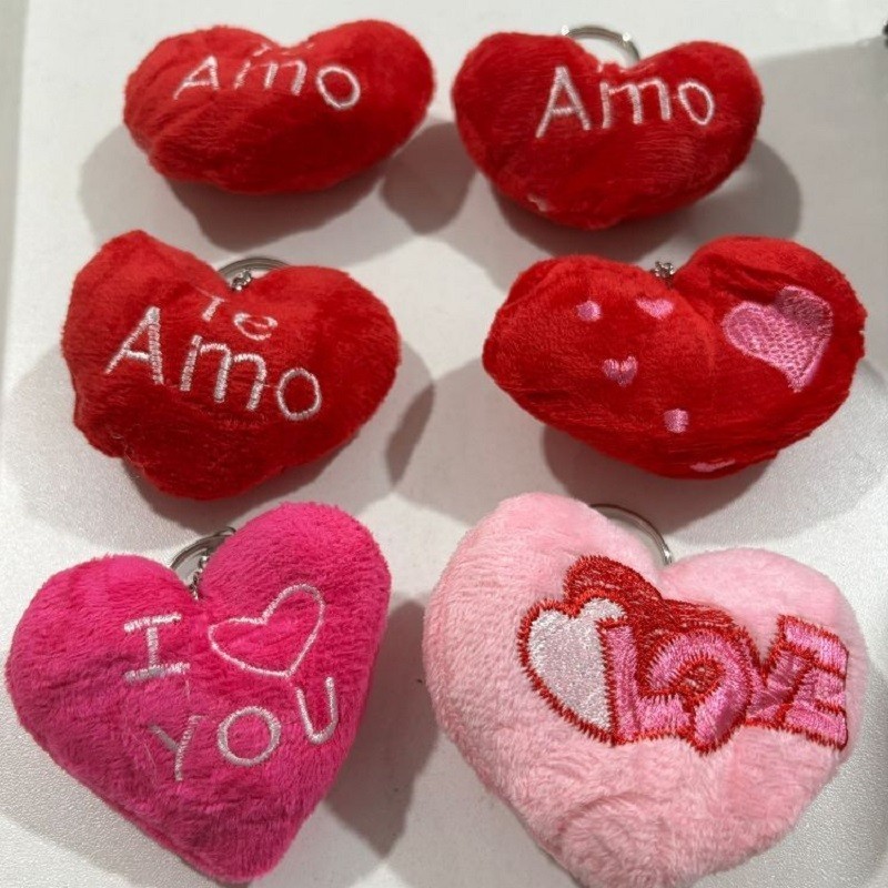 Kit 3/6/12/24  Unidades Chaveiro de pelúcia em formato de coração/chave pingente de coração