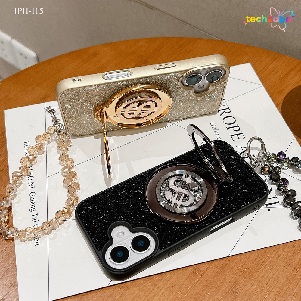 Suporte Para Celular Com Glitter e dólar Luxuoso Dobrável De Capa KZJ008