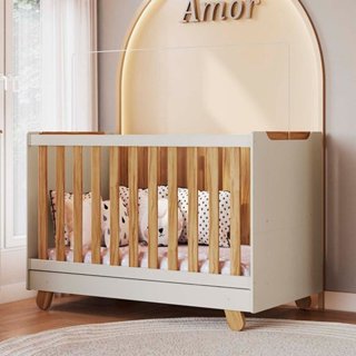 Berço Minicama 4 em 1 Americano 100% Mdf Levy Espresso Móveis Off White/Amêndoa em Oferta na Shopee