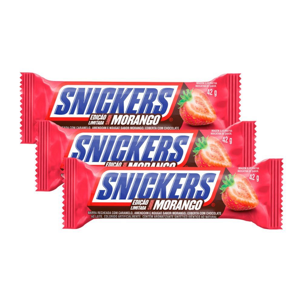 Kit 3 Chocolate Snickers Morango 42g