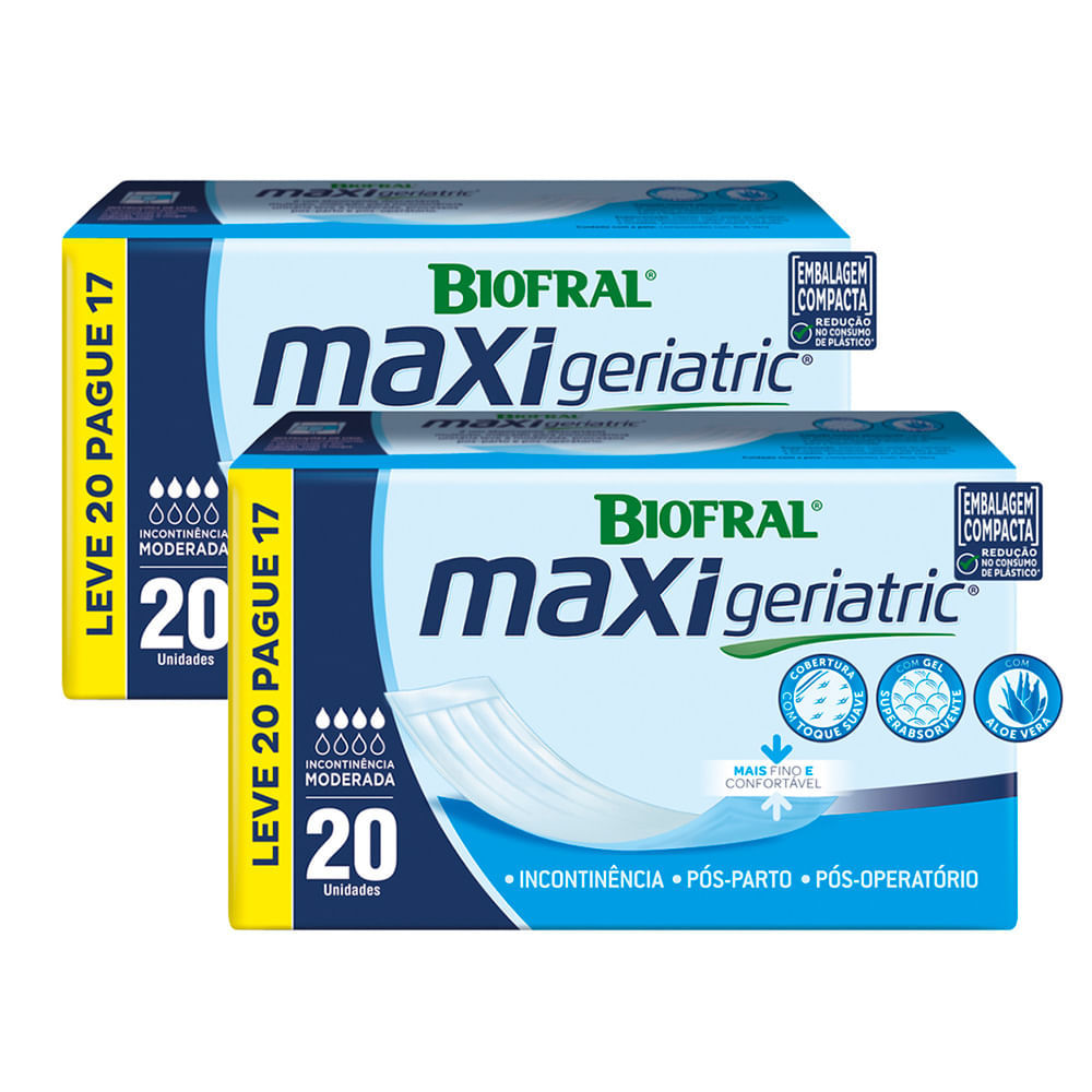 Kit 2 Absorvente Geriátrico Biofral Maxi Geriatric Leve 20 Pague 17 Unidades em Oferta na Shopee