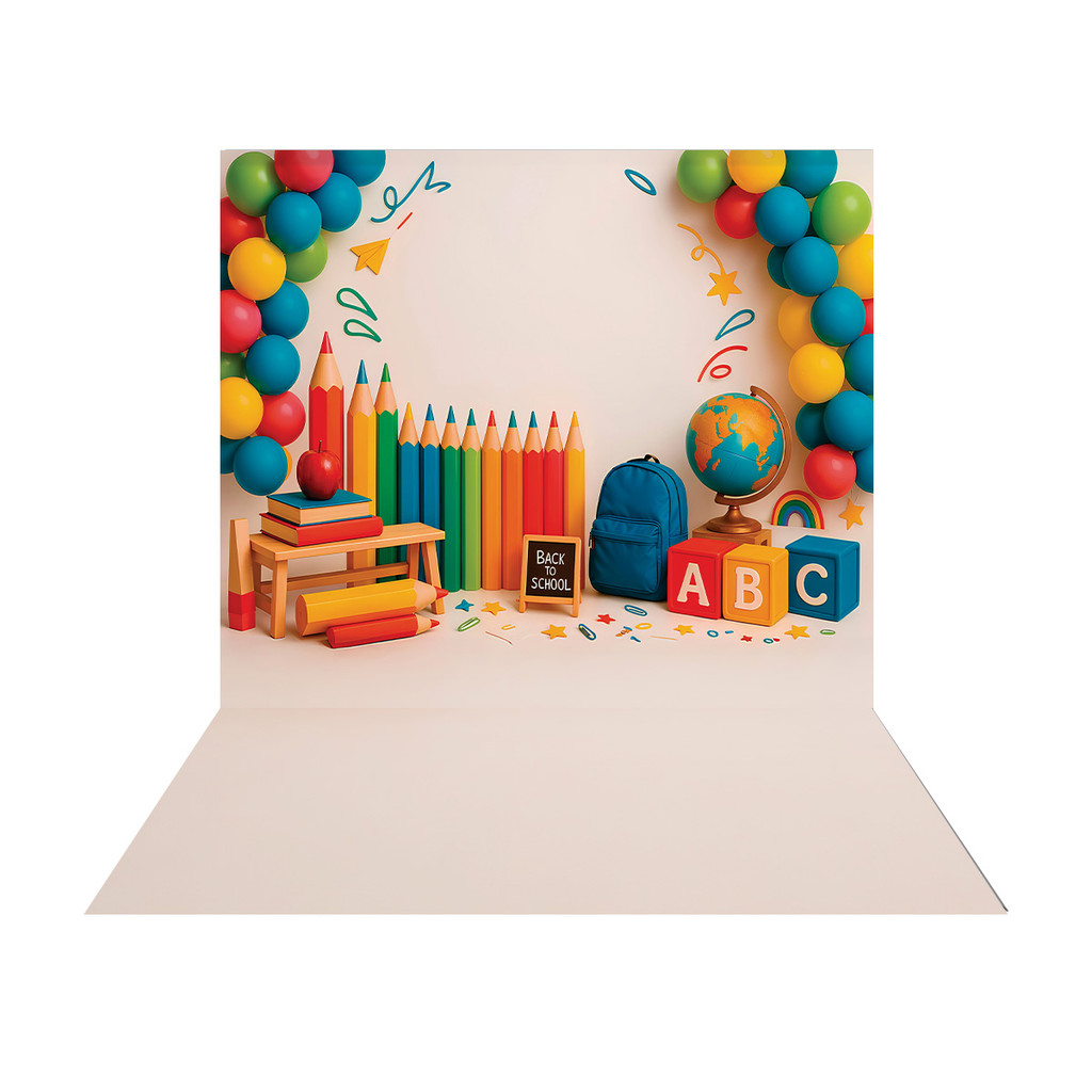 Fundo Fotográfico Volta Ás Aulas ABC Cenário Em Tecido Decorativo 3D 2,20m x 1,50m F01-2608