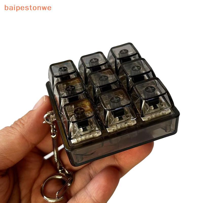 [baipestonwe] 4/9 Teclas Mecânico Teclado Eixo Testador LED Chave Alívio Do Estresse DIY Botão Keycap Chaveiro Brinquedo