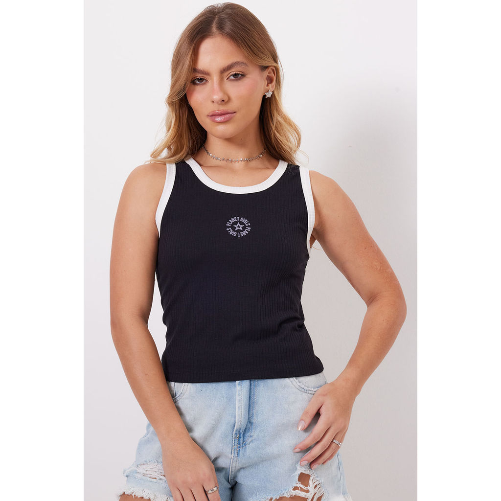 Regata Feminina Listrada Planet Girls Preto em Oferta na Shopee