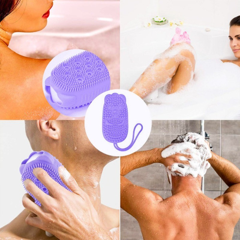 Esponja Exfoliante de Silicone Bucha com Porta Sabonete - Confortável e Prática para Banho Diário
