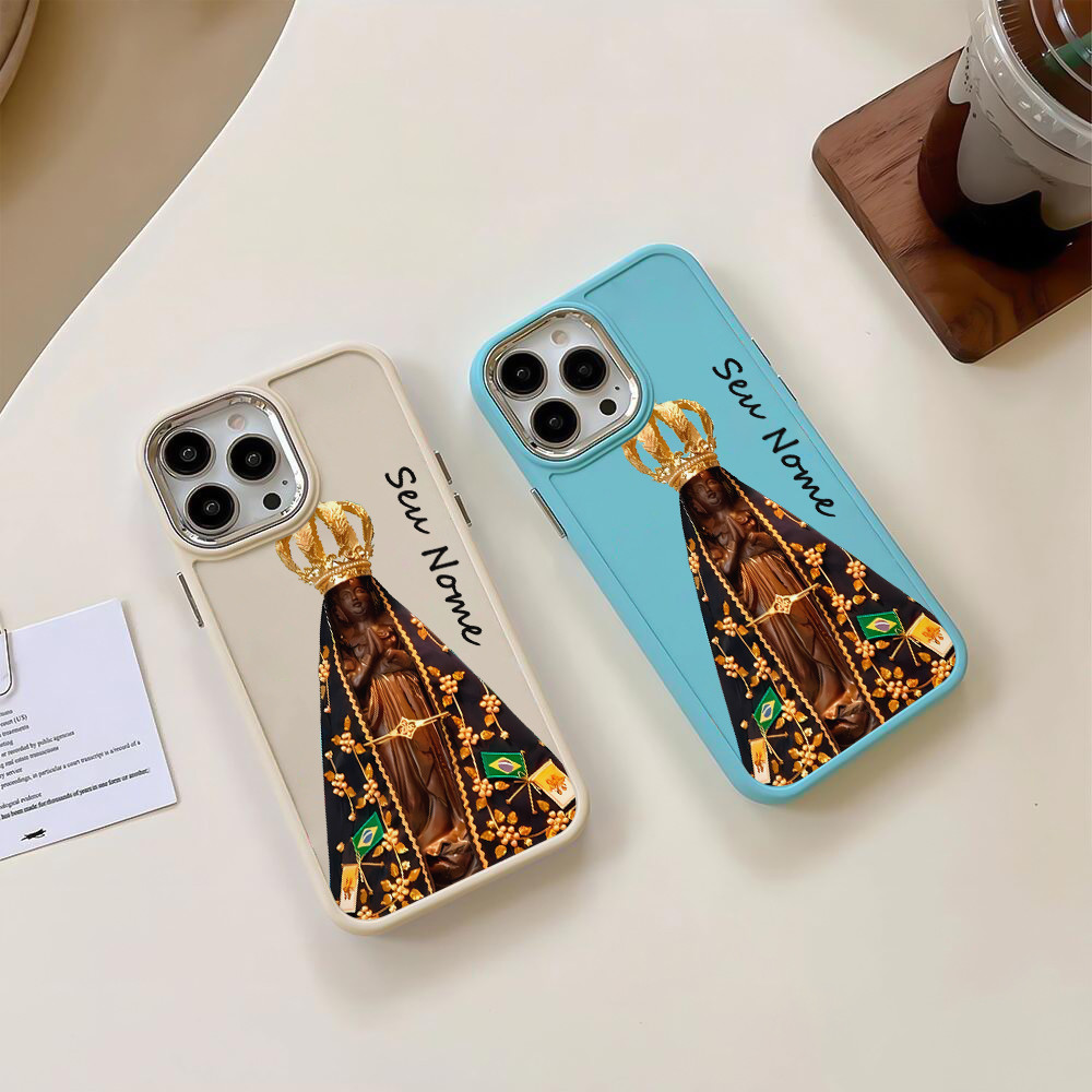 Capinha capa de Com nome personalizado Nossa Senhora Aparecida Para iphone XR XS MAX 11 12 13 14 15 16 Pro MAX Capa