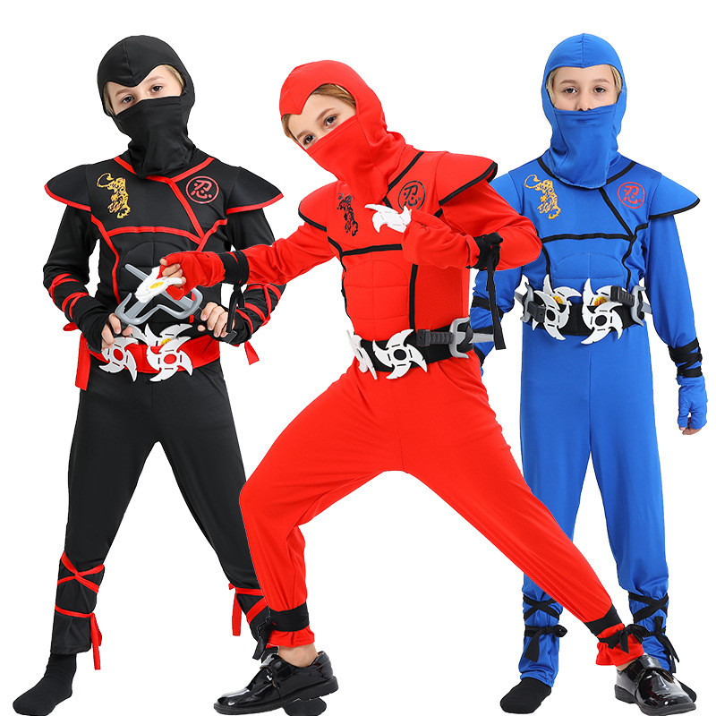 Cosplay Traje De Halloween Crianças Ninja Músculo Terno Samurai Roupa