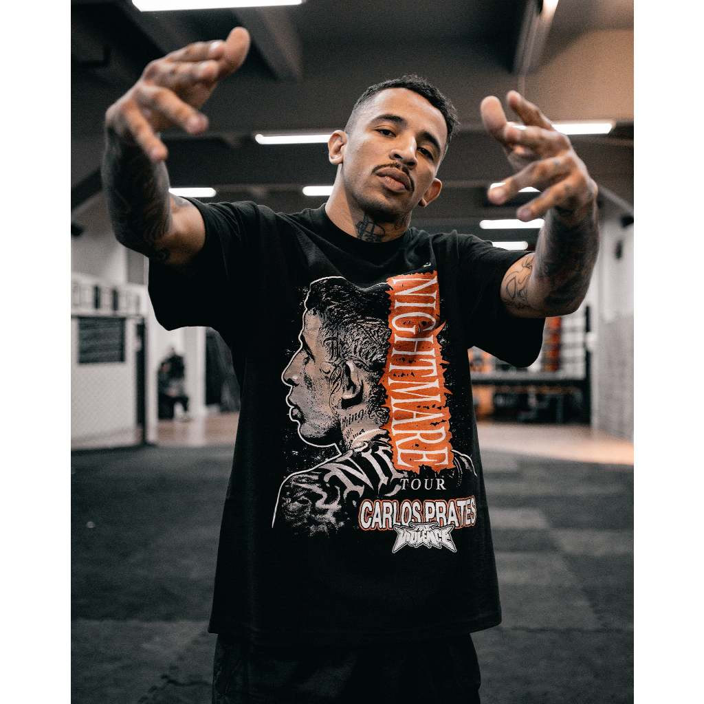 [Camiseta Premium em Algodão Puro]GXG Camiseta Oversized Carlos Prates Estampa Nightmare Tour "Classic" Tee in Black