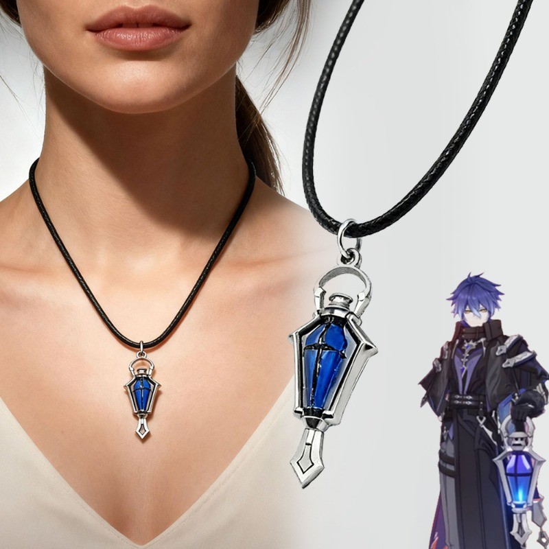 Anime Jogo Genshin Impacto Flins Cosplay Colar Lanterna Azul Gargantilha Corrente Unisex Hip Hop Metal Adulto Festa Ader em Oferta na Shopee