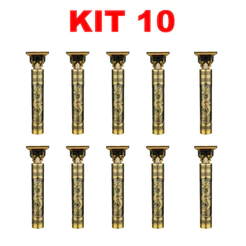 Trimmer Máquina de Acabamento Dragão Dourado sem fio profissional para cabelo e barba masculina Kit 10 jorge