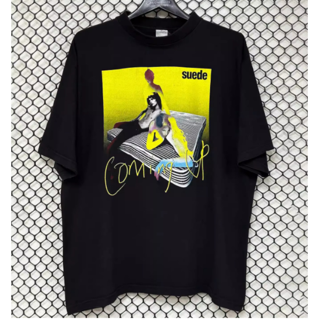 Camiseta Masculina Casual Plus Size Em Puro Algodão Com Estampa Da Capa Do Álbum "Coming Up" Da Banda Suede