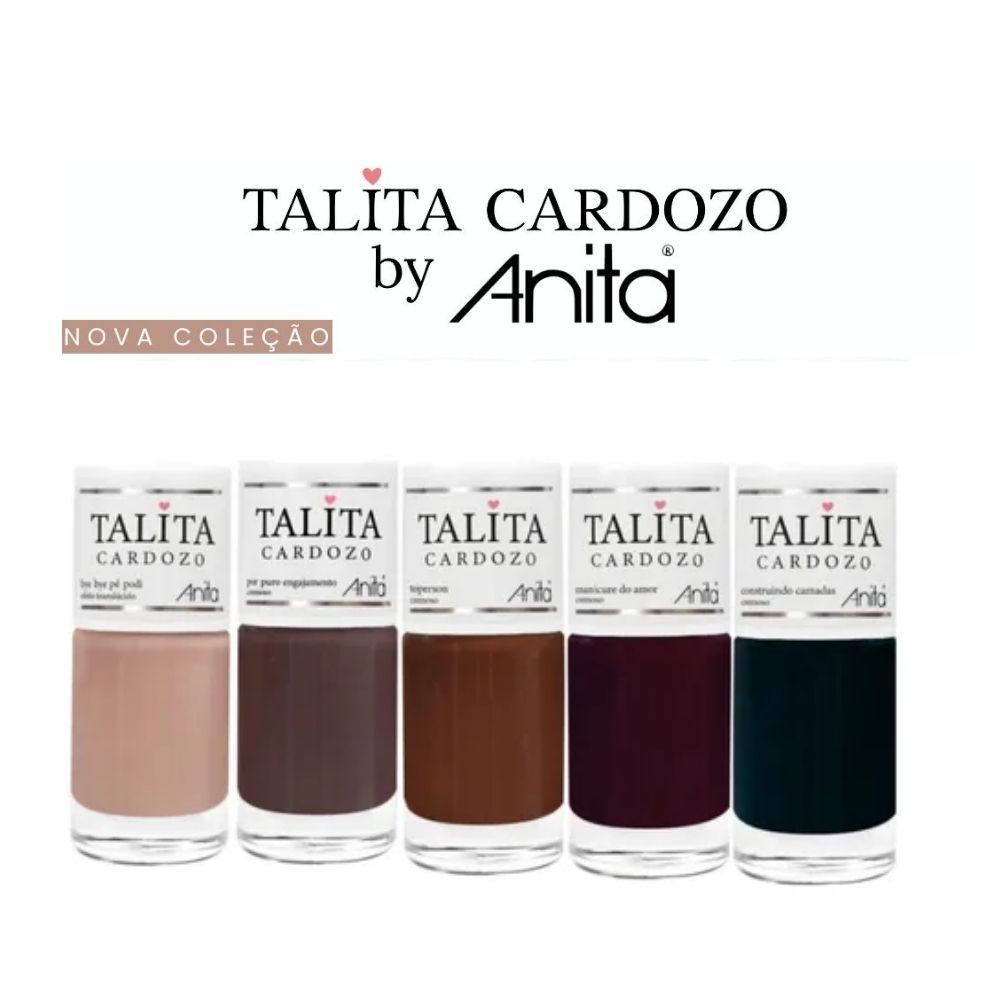 Kit 5 Esmalte Anita Coleção Talita Cardozo Tons Nude Cremoso Translúcido 10ml