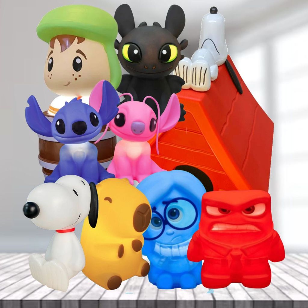Luminária Infantil Decorativa Bivolt com Lâmpada Inclusa – Personagens Divertida Mente, Chaves, Stitch e Snoopy