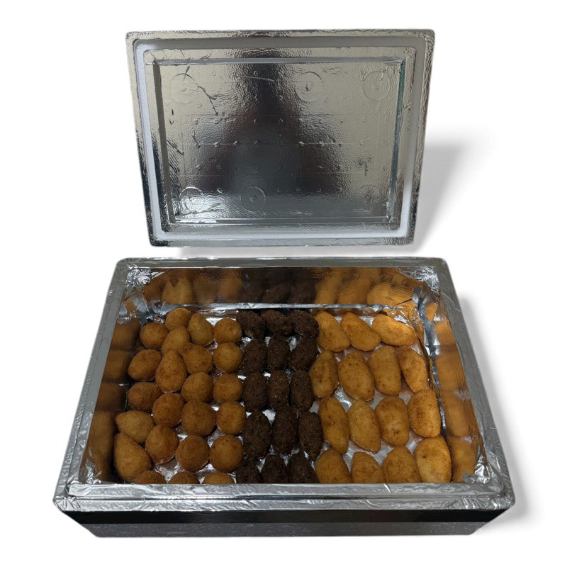 caixa de isopor de 8L laminada para espetinhos, churrasco, salgados, peixes, doces, alimentos quente/frio