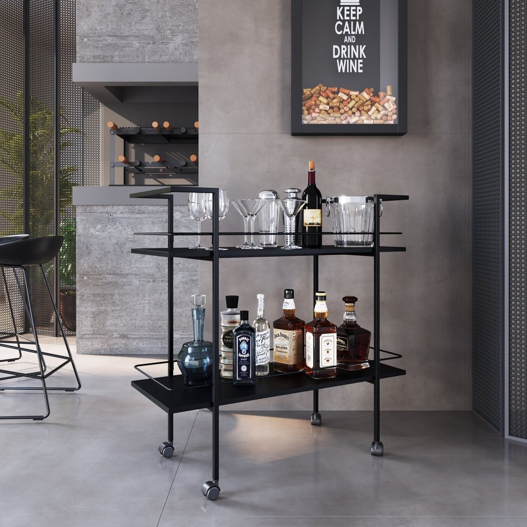 Carrinho Bar Estilo Industrial com 2 Prateleiras em Oferta na Shopee