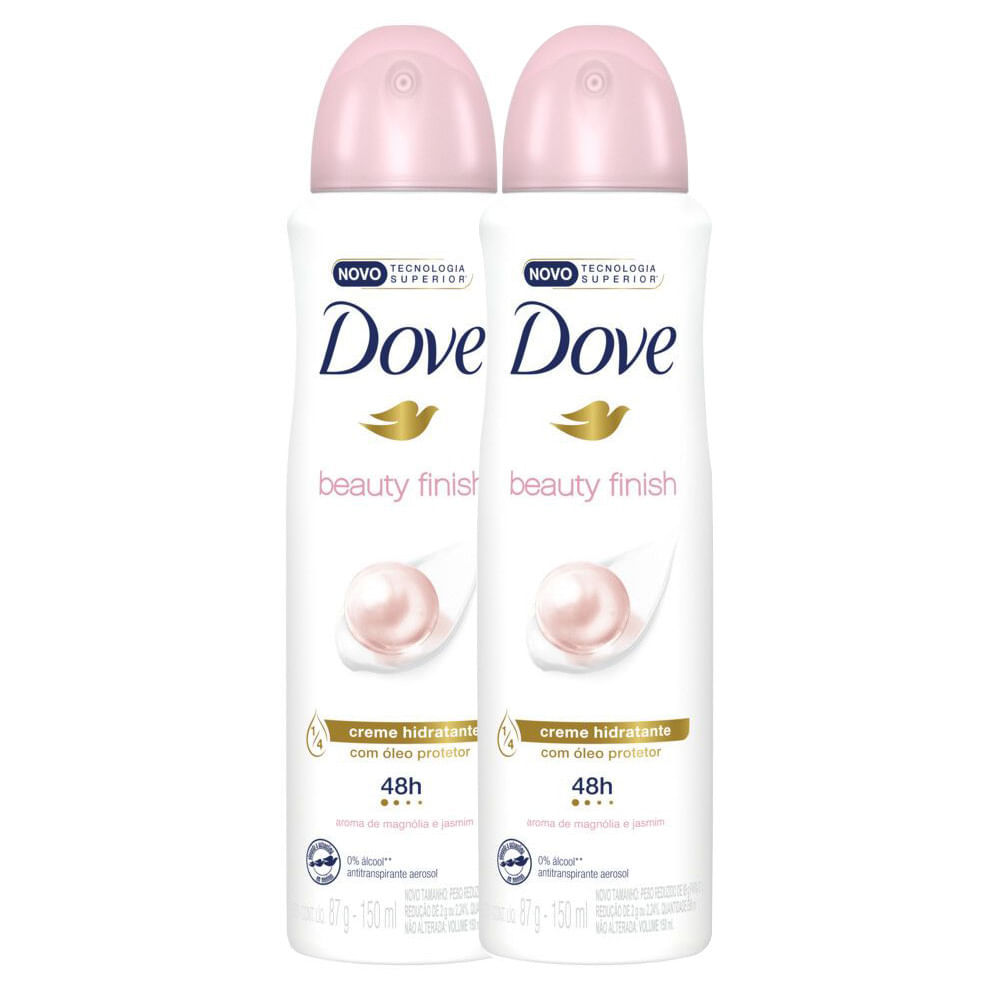 Kit 2 Desodorante Antitranspirante Aerosol Dove Beauty Finish 150ml em Oferta na Shopee