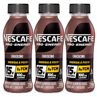 Kit 3 Suplemento Alimentar Nescafé Pro-Energy 15g de Proteína Chococino 270ml em Oferta na Shopee