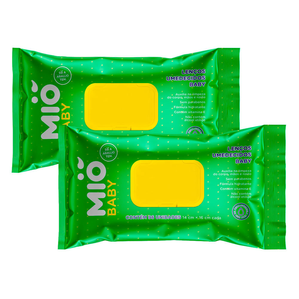 Kit 2 Lenço Umedecido Mió Baby com 96 Unidades em Oferta na Shopee