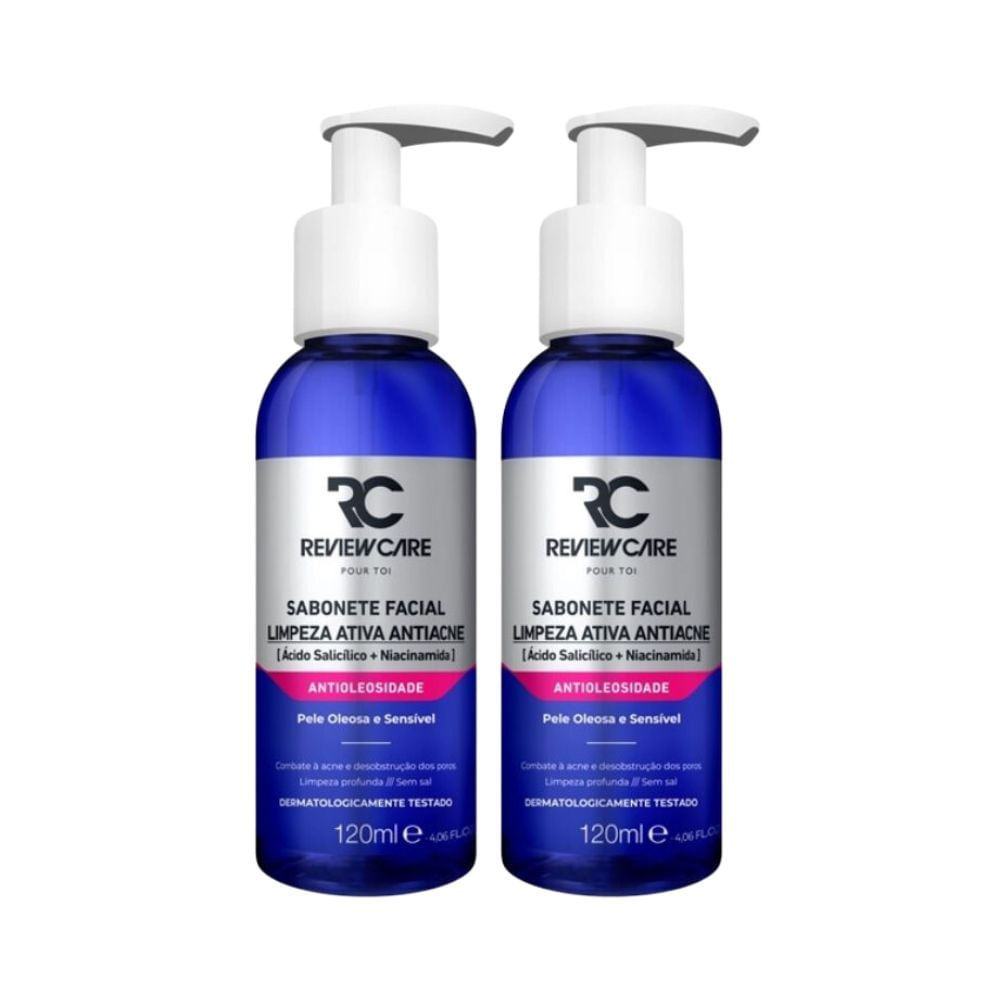 Kit 2 Sabonete Facial Review Care Antioleosidade Pele Oleosa e Sensível 120ml em Oferta na Shopee