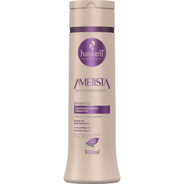 Shampoo Desamarelador Ametista 300ml Haskell | Desamarelamento e brilho para cabelos loiros ou grisalhos em Oferta na Shopee