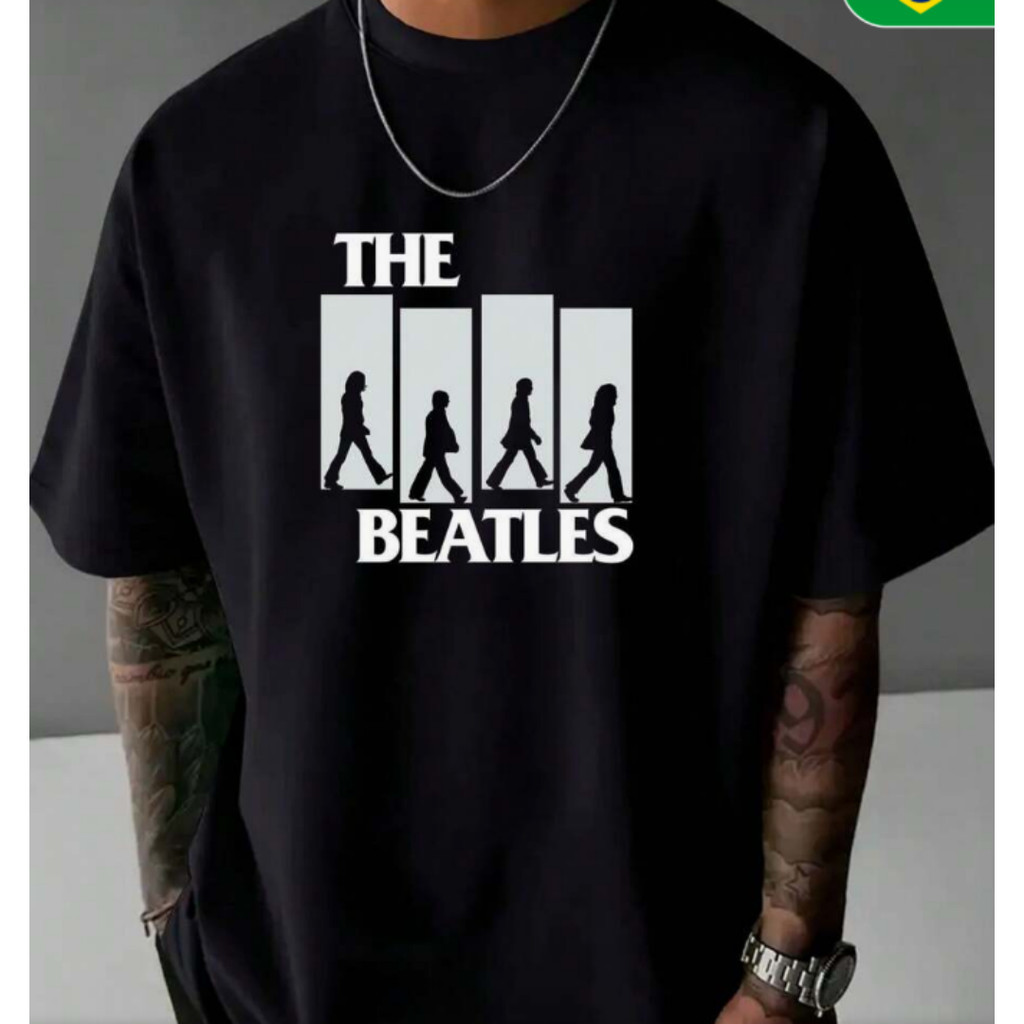 [Camiseta Premium em Algodão Puro]GXG Camiseta Estampada Popular Dos Beatles, Camiseta Unissex 100% Algodão, Casual E Mo