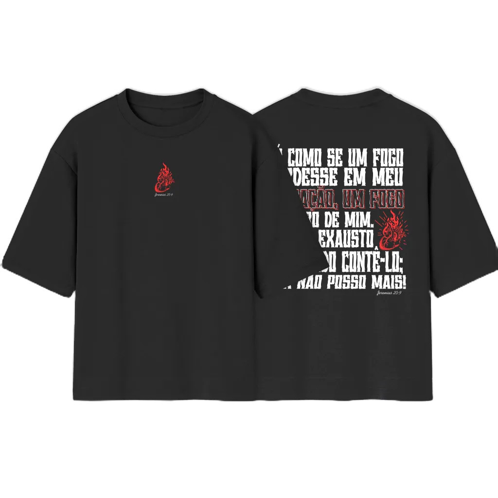 [Camiseta Premium em Algodão Puro]CC Camiseta Oversized Crista Versiculo Jeremias 20-9 Exclusiva Camisa Over