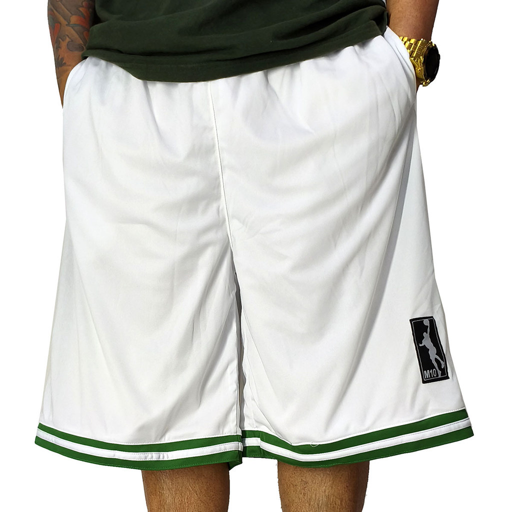Bermuda Basquete Plus Size M10 Fire T Branco Verde