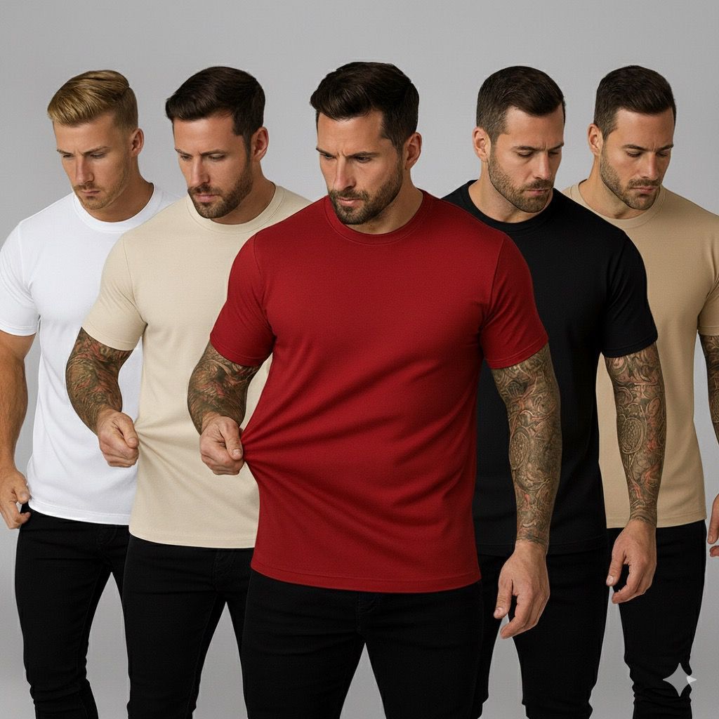 Kit 5 Camiseta Malha Peruana Algodão com Elastano Cotton Pima Premium Confortável e Durável em Oferta na Shopee