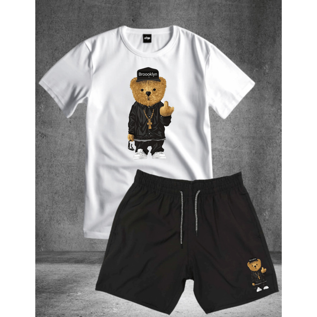 Conjunto kit camiseta algodão e bermuda tectel Ted.