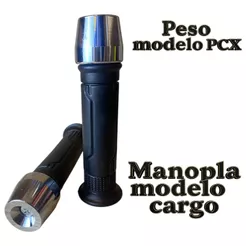 PESO PCX CROMADO + MANOPLA CARGO RISQUINHO TITAN FAN START MODELO UNIVERSAL PARAFUSO PREMIUM