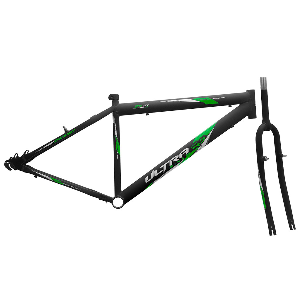 Kit Quadro + Garfo Bicicleta Aro 29 Ultra Bike Freio V Brake Aço Carbono Masculino Feminino