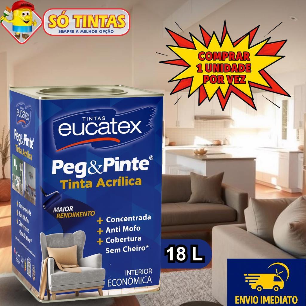 Tinta para Parede Pegue e Pinte Branco Gelo 18 Litros Acrílica Eucatex Anti Mofo Sem Cheiro Interna em Oferta na Shopee