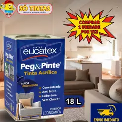 Tinta para Parede Pegue e Pinte Branco Gelo 18 Litros Acrílica Eucatex Anti Mofo Sem Cheiro Interna
