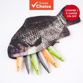 Estojo/bolsa criativa de modelagem de peixes com desenho para homem/mulher em Oferta na Shopee