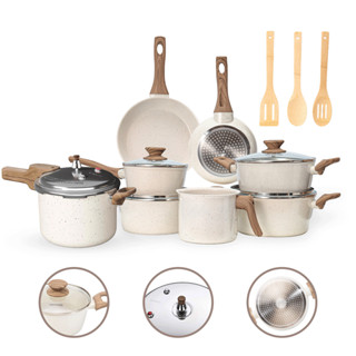 Jogo de Panelas 11 Peças Cerâmico Premium Indução com Panela de Pressão 4,2L em Oferta na Shopee