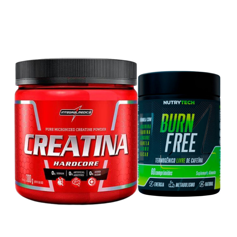 Burn Free Termogênico Natural Sem Cafeína - 60 Comprimidos + Creatina Integral Medica 300g