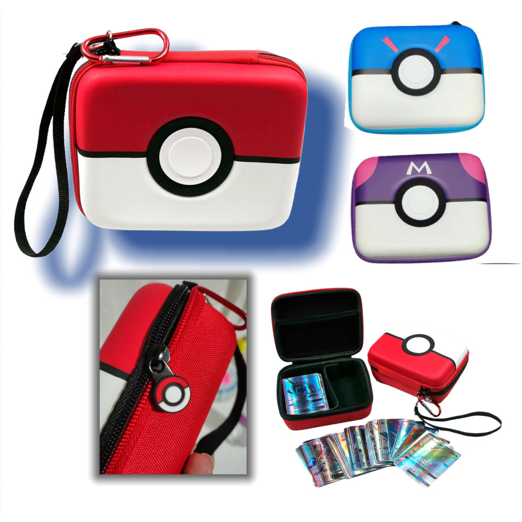 Case Pokémon - Porta Cards - Deck Box - Porta Acessórios Pokébola com Zíper e Mosquetão - ENVIO IMEDIATO