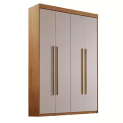Guarda-Roupa Solteiro Xangai 4 Portas 2 Gavetas Imbuia e Off White