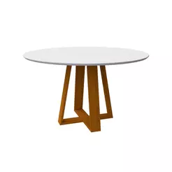 Mesa de Jantar Redonda com Tampo de Vidro Vitoria Off White e Ype 135 cm