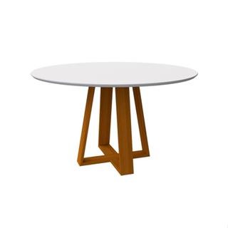 Mesa de Jantar Redonda com Tampo de Vidro Vitoria Off White e Ype 135 cm em Oferta na Shopee