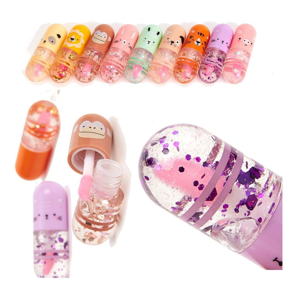 Lip Gloss Labial Infantil Mundo Animal Vivai Atacado 10 Uni Sortidas